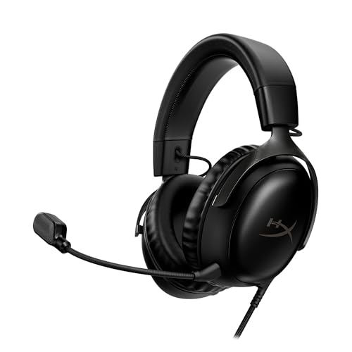 HyperX Cloud III – Wired Gaming Headset, PC, PS5, Xbox Series X|S, Angled 53mm Drivers, DTS, Memory Foam, Durable Frame, Ultra-Clear 10mm Mic, USB-C, USB-A, 3.5mm