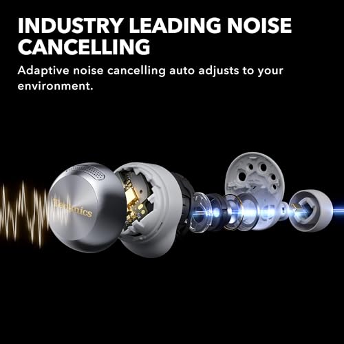 Technics Reference Class Hi-Fi Wireless Earbuds, Dolby Atmos with Head Tracking, Adaptive Noise Cancelling, 3 Device Multipoint, 10-hr Battery, Wireless Charging, Improved Fit - EAH-AZ100-K