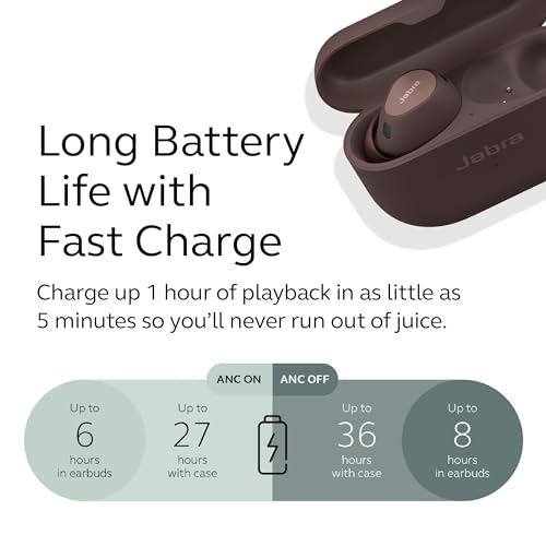 Jabra Elite 10 True Wireless Bluetooth Earbuds – Advanced Active Noise Cancelling with Dolby Atmos Surround Sound, All-Day Comfort, Multipoint, Crystal-Clear Calls – Cocoa