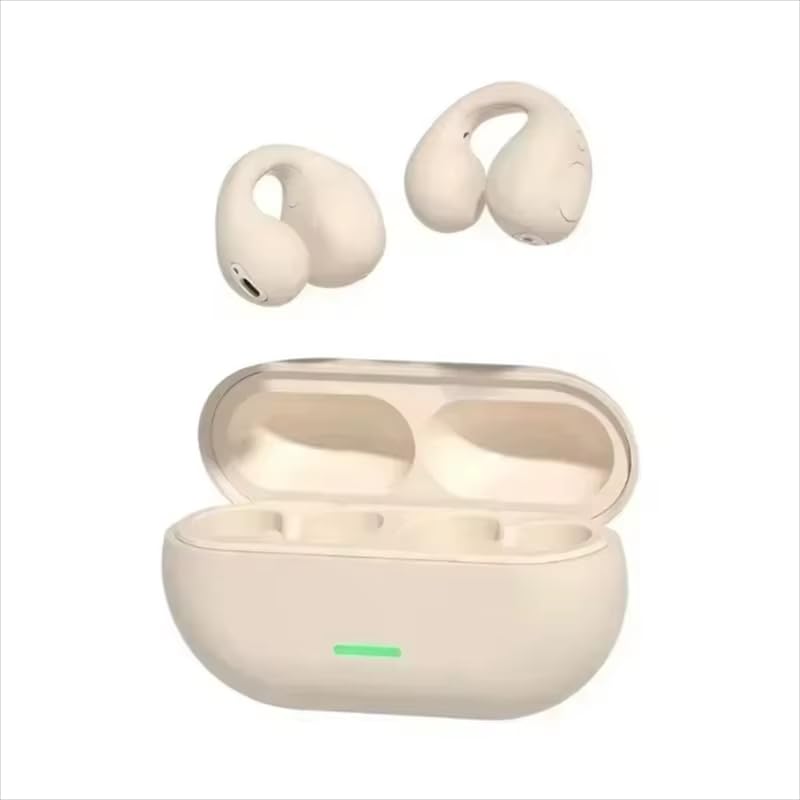 Wireless Ear Clip Bluetooth Earbuds, Touch Control, HiFi 9D Sound, IPX5 Waterproof, Sport Headphones with Charging Case