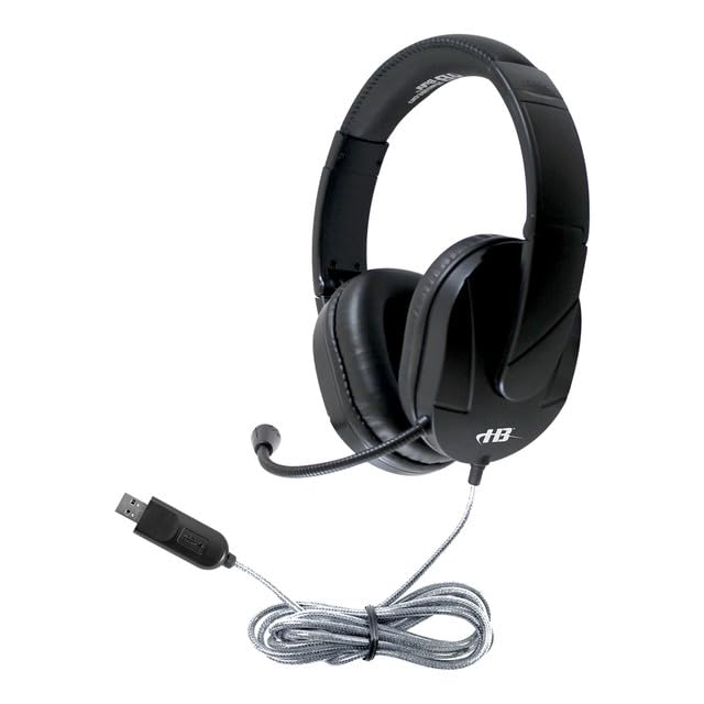 HamiltonBuhl MACH‑2 Deluxe USB Headset 20‑Pack – Noise‑Canceling Boom Microphone, Leatherette Ear Cushions, Chew‑Resistant Dura‑Cord, in‑Line Volume Control, USB‑A Plug for Classroom Use