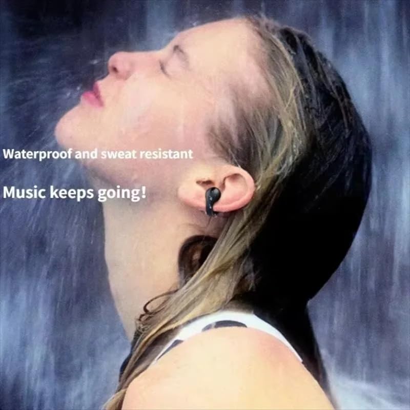 Wireless Ear Clip Bluetooth Earbuds, Touch Control, HiFi 9D Sound, IPX5 Waterproof, Sport Headphones with Charging Case