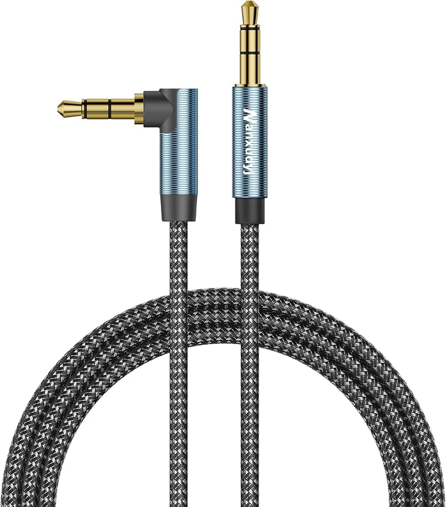 Nanxudyj 3.5mm Right Angle Stereo AUX Audio Cable Male to Male