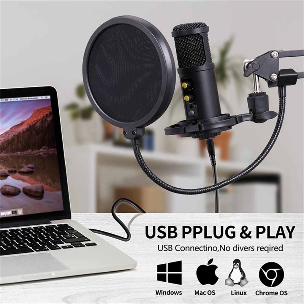 JDXQBLD BM850 USB Microphone for Recording/Streaming/Gaming, Professional Microphone for PC/Laptop, Voice Volume Control