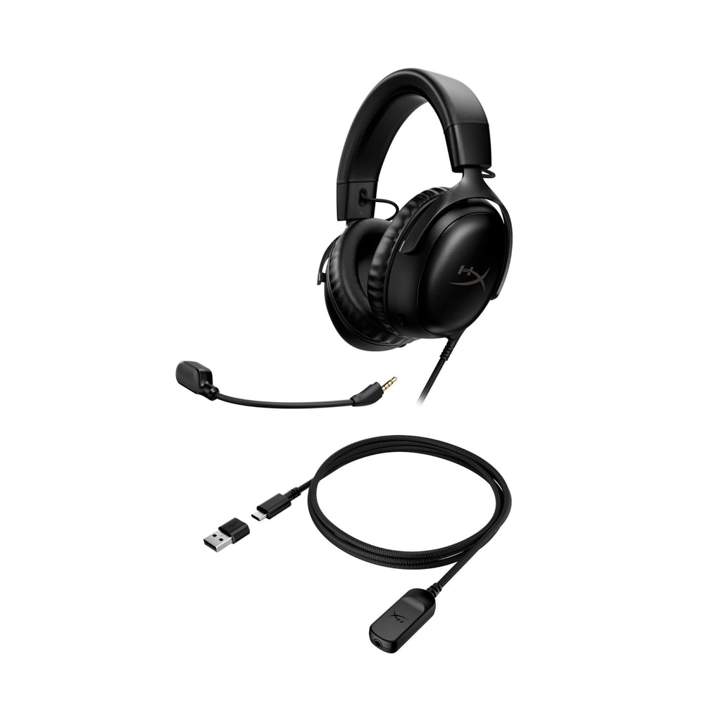 HyperX Cloud III – Wired Gaming Headset, PC, PS5, Xbox Series X|S, Angled 53mm Drivers, DTS, Memory Foam, Durable Frame, Ultra-Clear 10mm Mic, USB-C, USB-A, 3.5mm