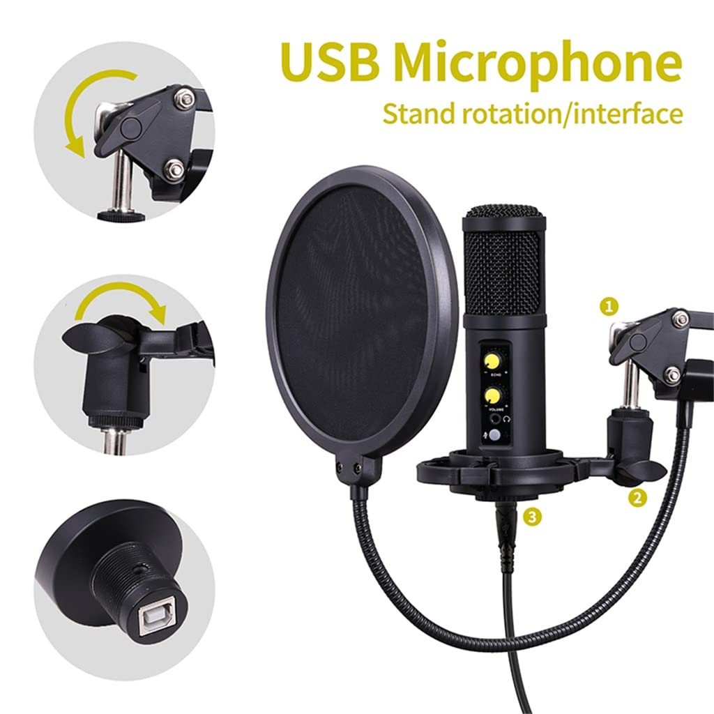 JDXQBLD BM850 USB Microphone for Recording/Streaming/Gaming, Professional Microphone for PC/Laptop, Voice Volume Control