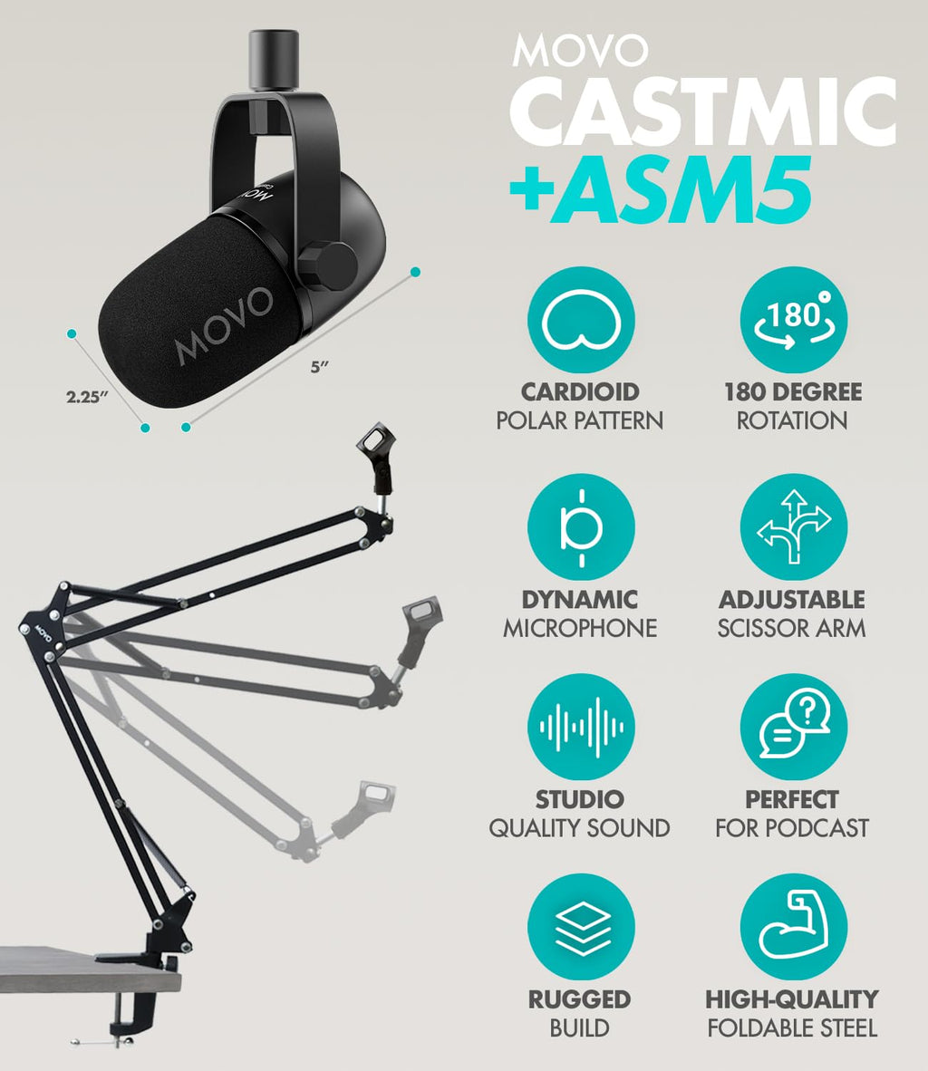Movo 4-Person Podcast Bundle with USB Audio Interface