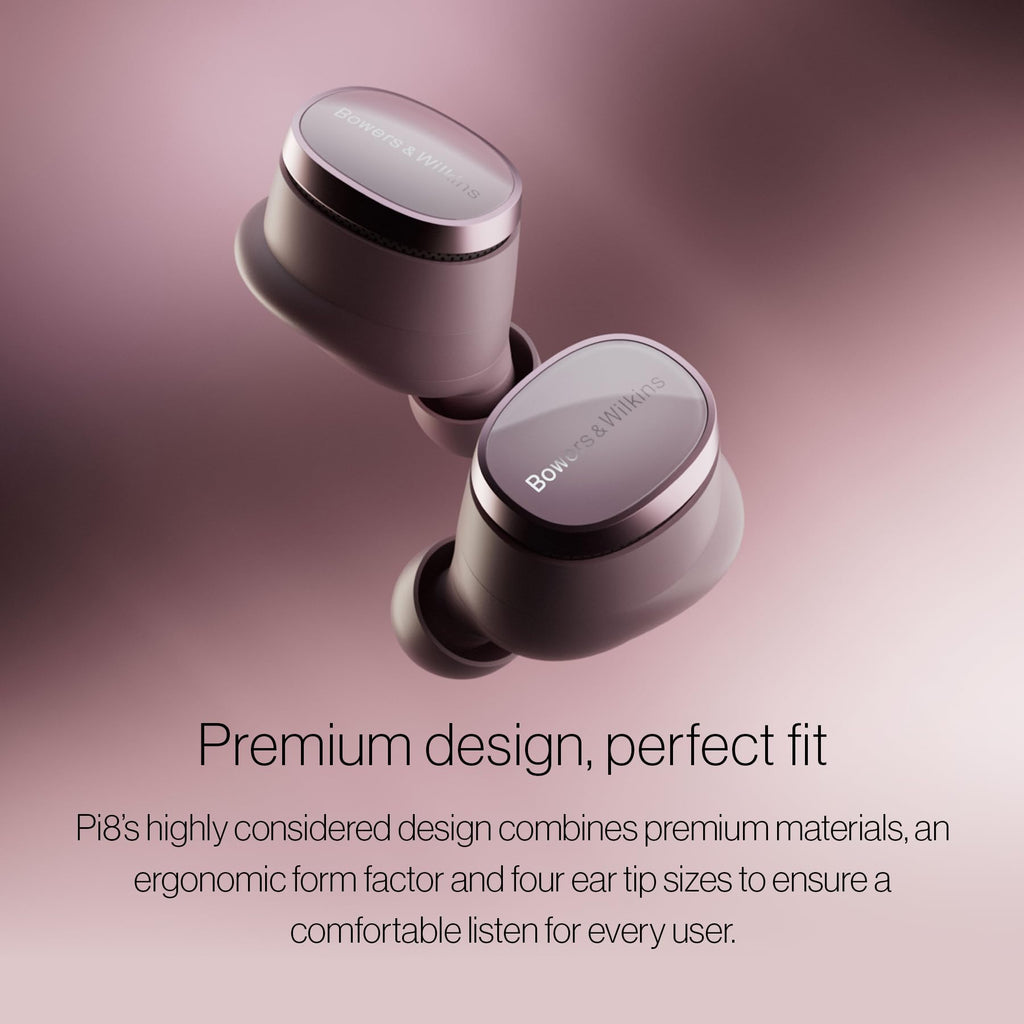Bowers & Wilkins Pi8 Wireless Earbuds, in-Ear Bluetooth Earphones with Qualcomm Chipset & aptX Lossless, Active Noise Cancelling Earbuds, 3 Built-in Mics, 15-Min Quick Charging