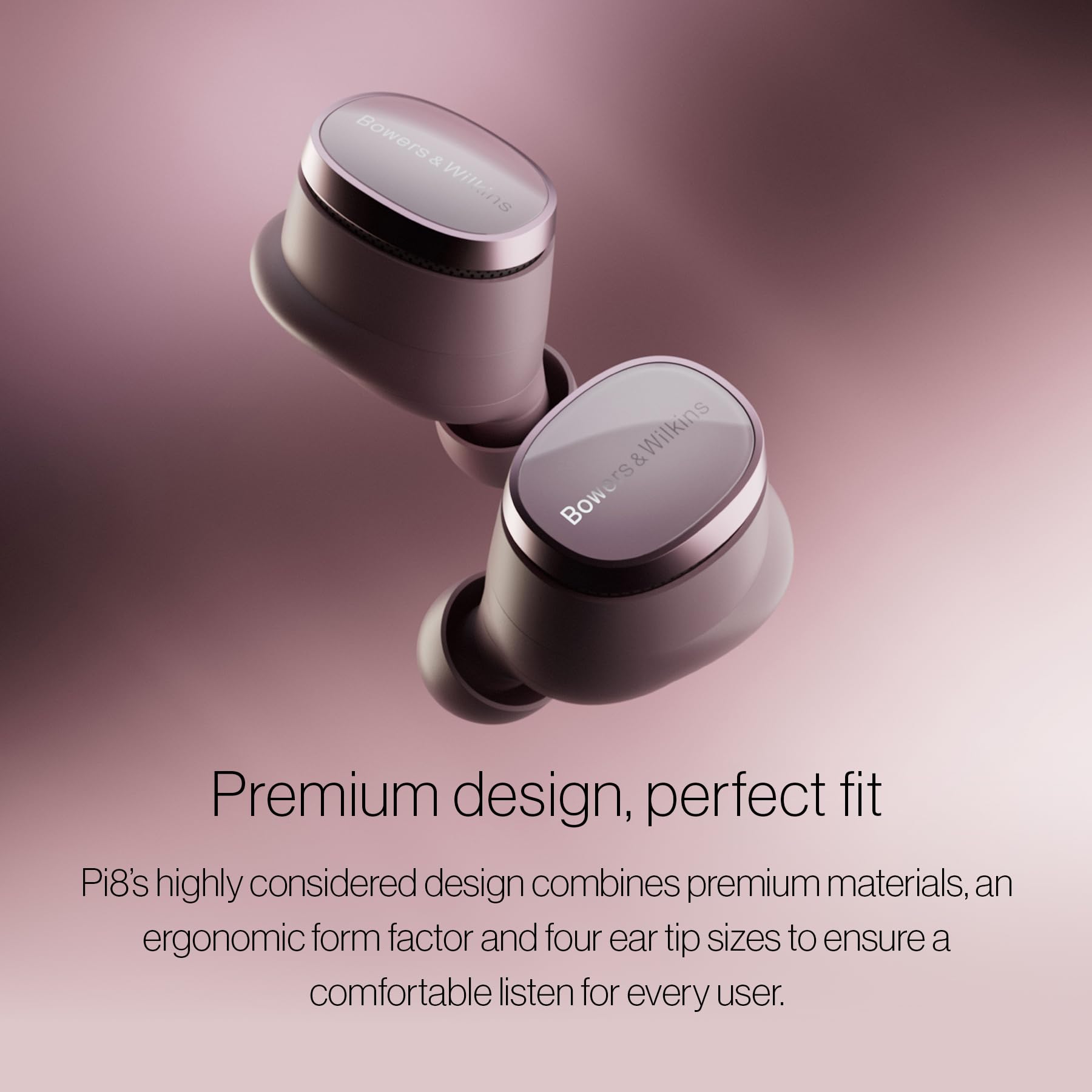 Bowers & Wilkins Pi8 Wireless Earbuds, in-Ear Bluetooth Earphones with Qualcomm Chipset & aptX Lossless, Active Noise Cancelling Earbuds, 3 Built-in Mics, 15-Min Quick Charging