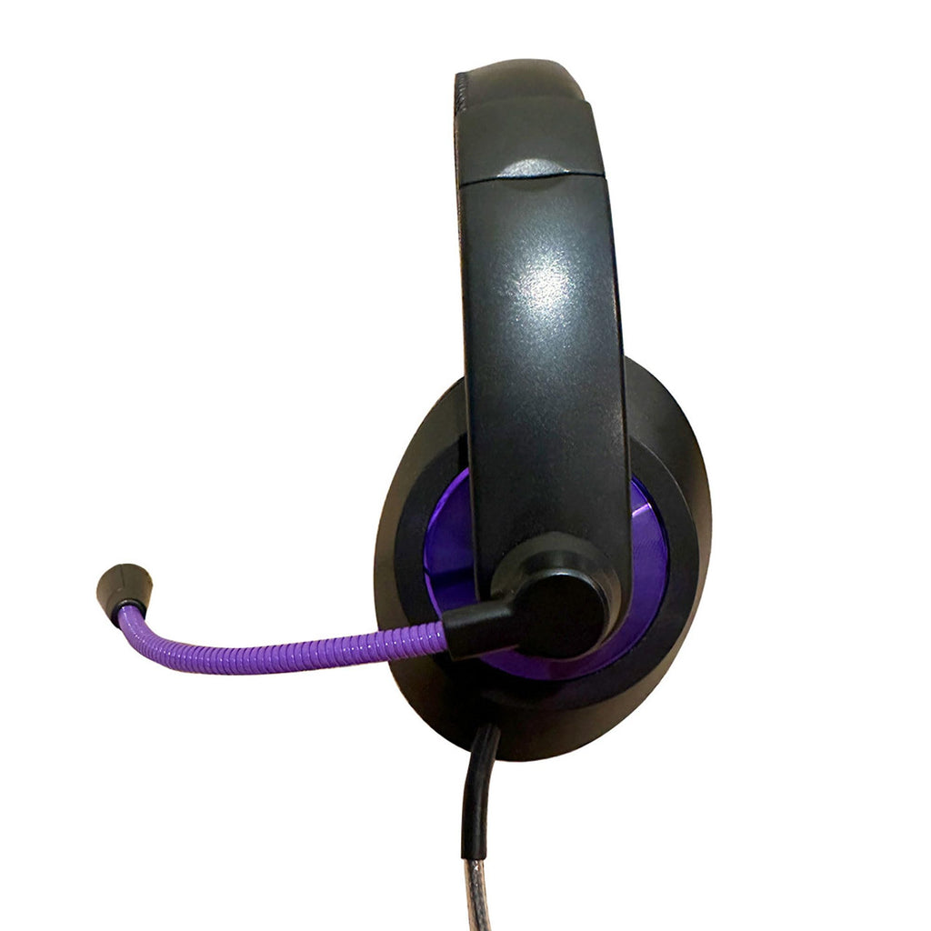 HamiltonBuhl Smart‑Trek Deluxe USB‑C Stereo Headsets 100‑Pack, Noise‑Canceling Gooseneck Mic, In‑Line Volume Control, Leatherette Cushions, Metallic Purple Accents