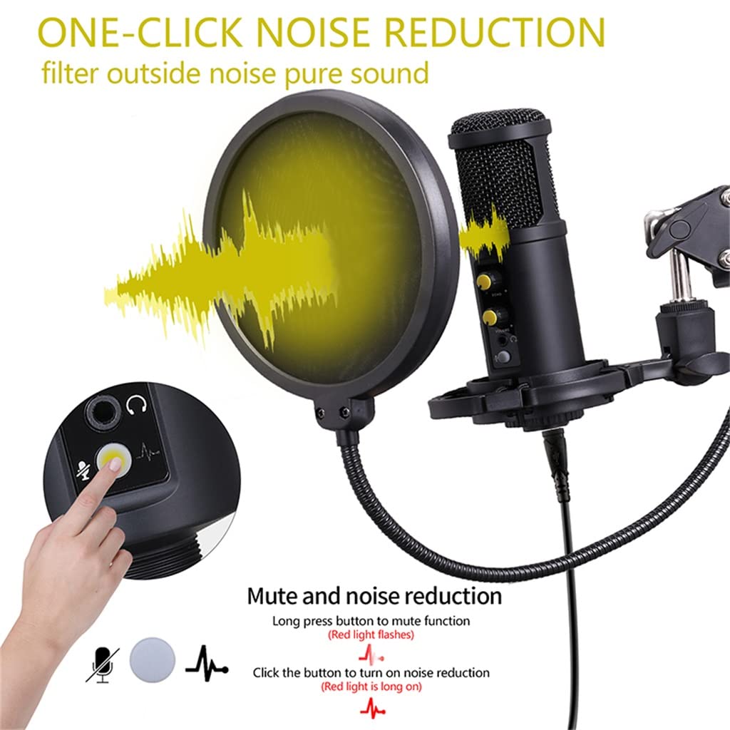 JDXQBLD BM850 USB Microphone for Recording/Streaming/Gaming, Professional Microphone for PC/Laptop, Voice Volume Control