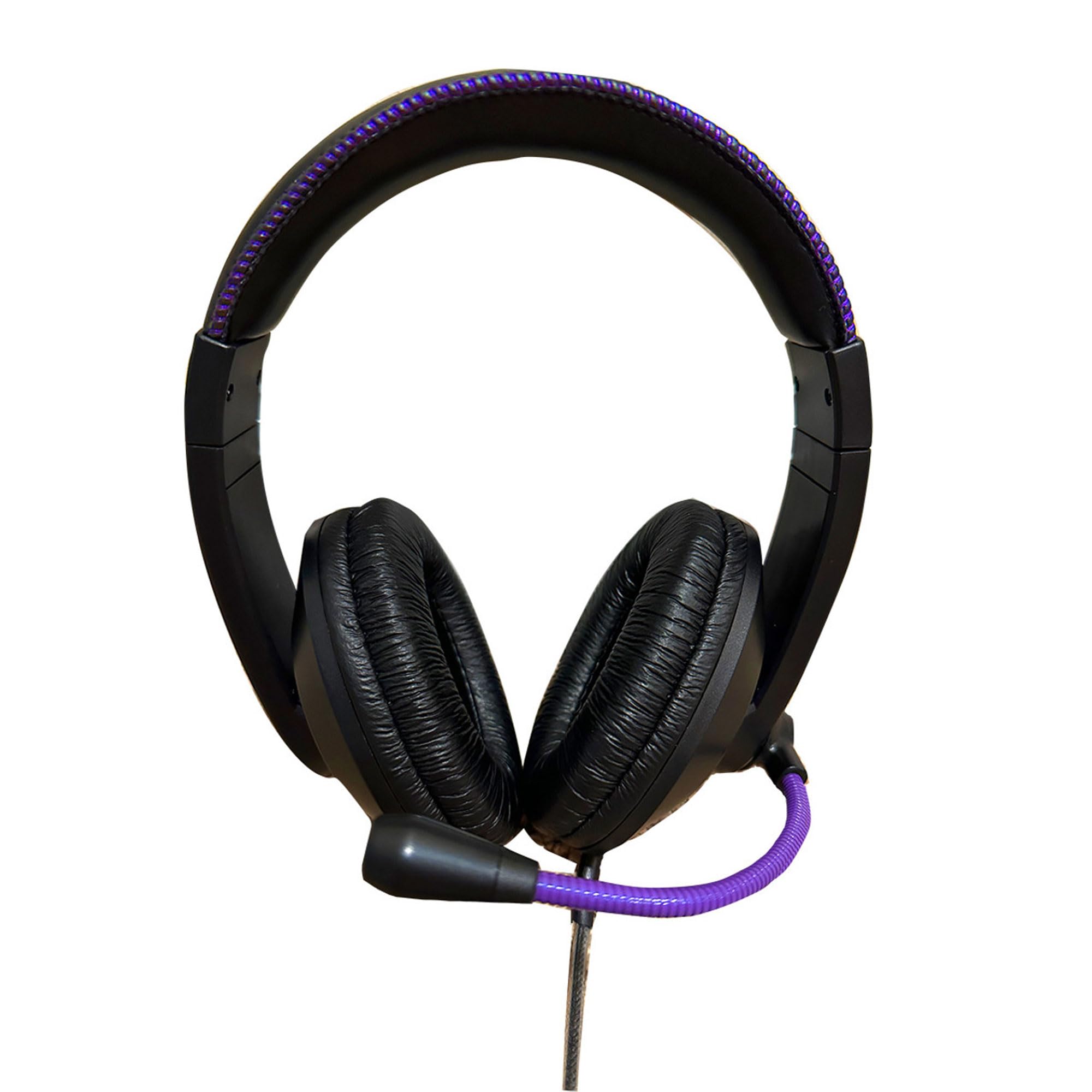 HamiltonBuhl Smart‑Trek Deluxe USB‑C Stereo Headsets 100‑Pack, Noise‑Canceling Gooseneck Mic, In‑Line Volume Control, Leatherette Cushions, Metallic Purple Accents