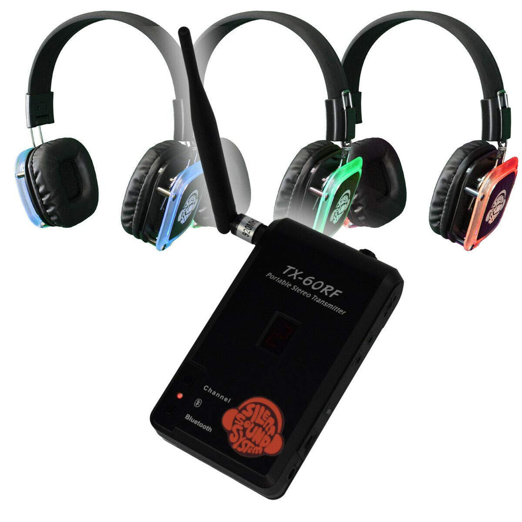 Wireless Transmitter w/Bluetooth Connection, Silent Disco Yoga/Fitness/Tour Package (Mic Included)