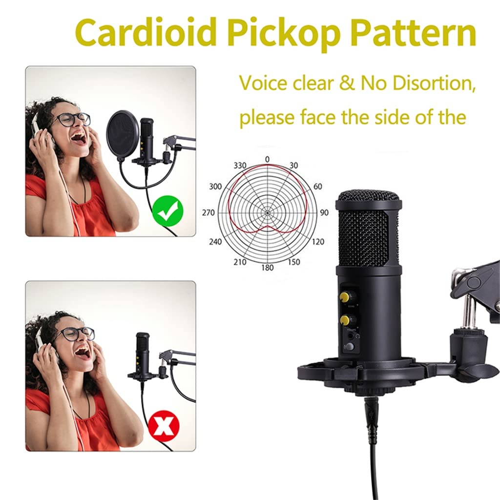 JDXQBLD BM850 USB Microphone for Recording/Streaming/Gaming, Professional Microphone for PC/Laptop, Voice Volume Control