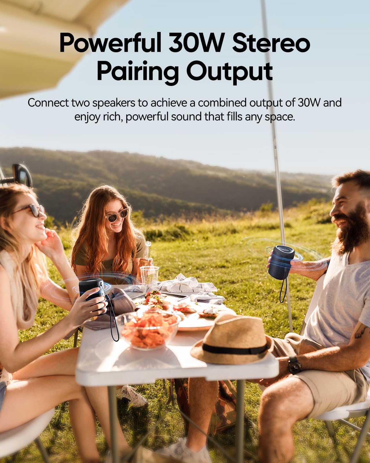 Portable Bluetooth Speaker with Lights & IPX5 Waterproof