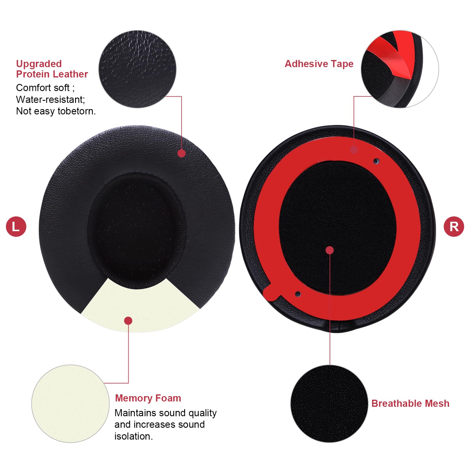 LTGEM Replacement Ear Pads for Beats Solo 2 & Solo 3 Headphones