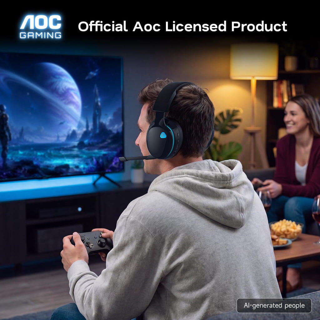 AOC 2.4GHz Wireless Gaming Headset for PS5, PS4 Fortnite & Call of Duty/FPS Gamers, PC, Switch
