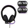 HamiltonBuhl Smart‑Trek Deluxe USB‑C Stereo Headsets 100‑Pack, Noise‑Canceling Gooseneck Mic, In‑Line Volume Control, Leatherette Cushions, Metallic Purple Accents