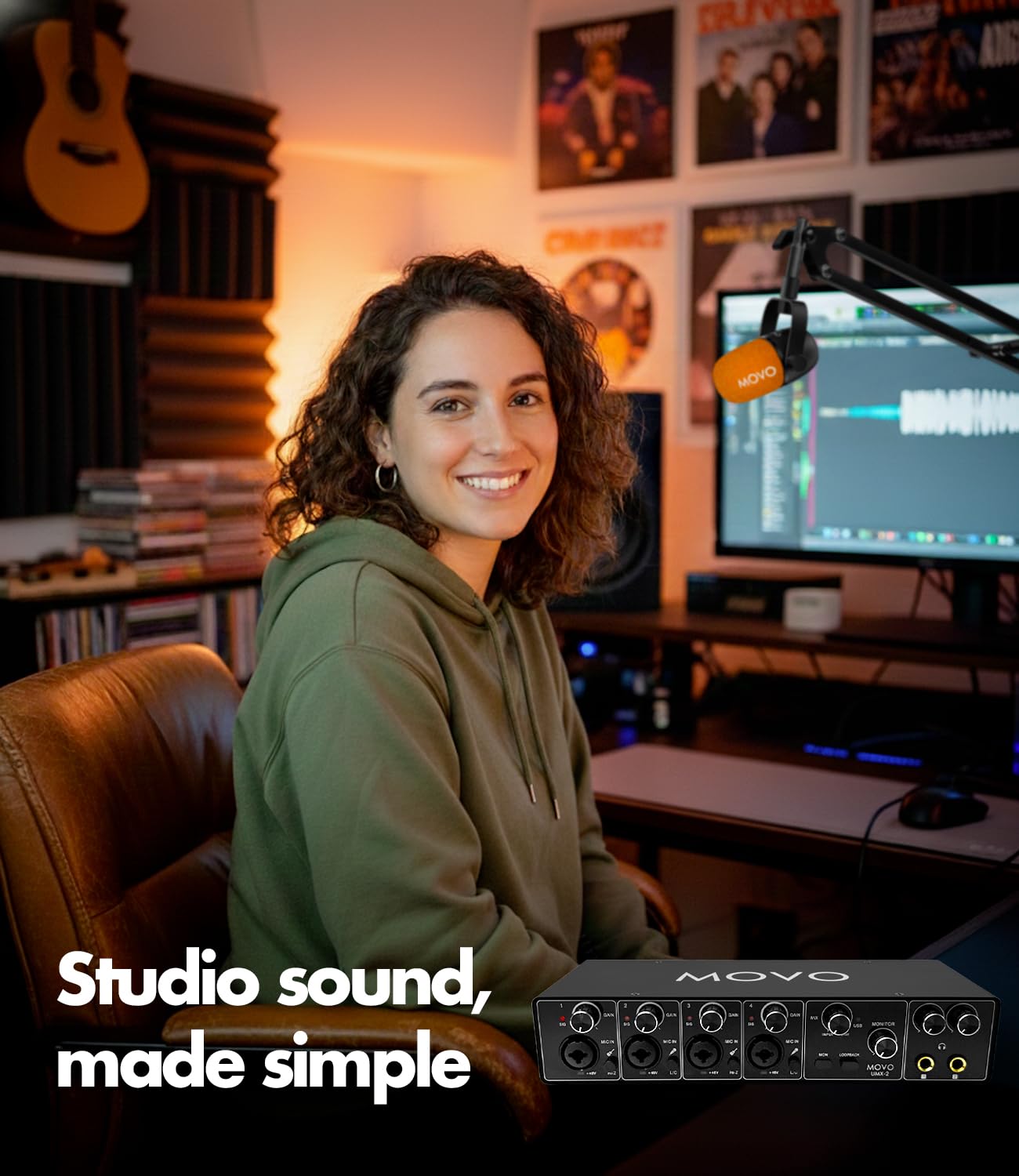 Movo 4-Person Podcast Bundle with USB Audio Interface