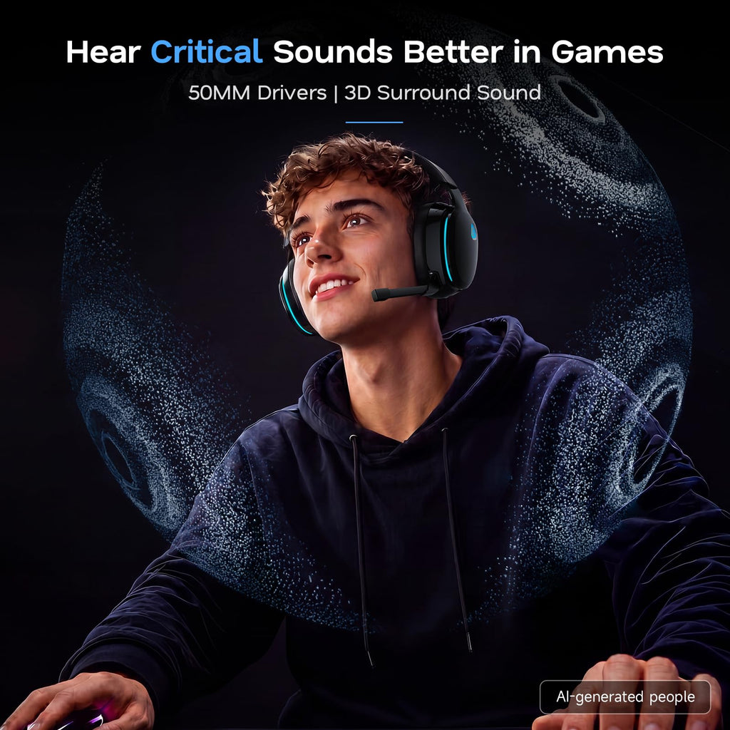 AOC 2.4GHz Wireless Gaming Headset for PS5, PS4 Fortnite & Call of Duty/FPS Gamers, PC, Switch