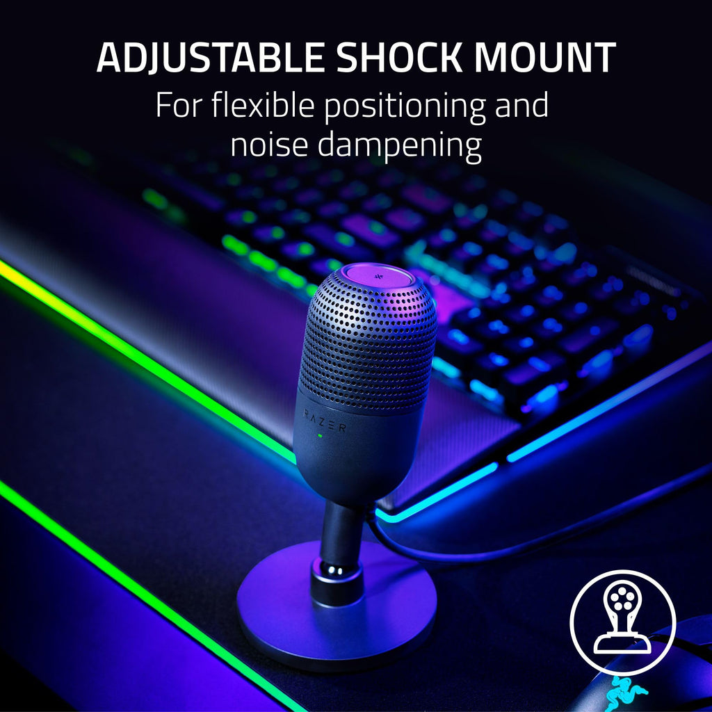 Razer Seiren V3 Mini USB Microphone: Condenser Mic - Supercardioid Pickup Pattern - Tap-to-Mute Sensor with LED Indicator