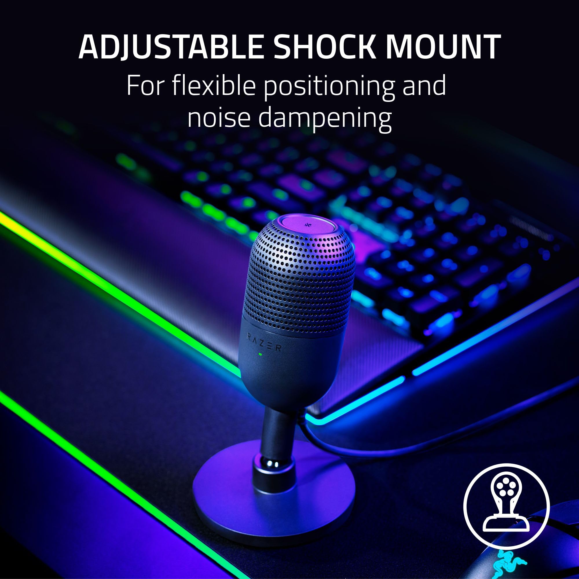 Razer Seiren V3 Mini USB Microphone: Condenser Mic - Supercardioid Pickup Pattern - Tap-to-Mute Sensor with LED Indicator