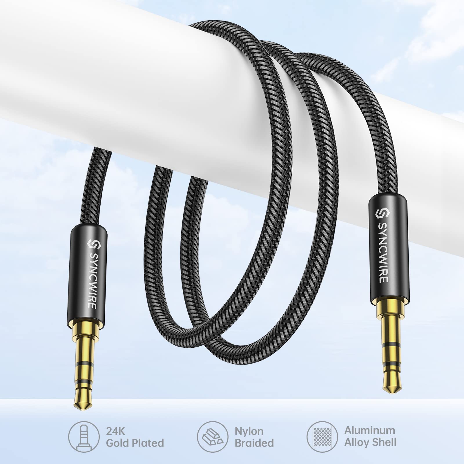 Syncwire Nylon Braided 3.5mm AUX Audio Cable Male to Male