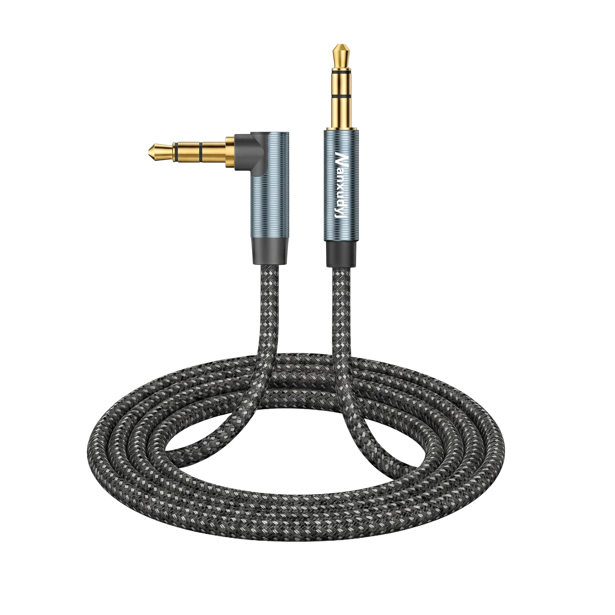 Nanxudyj 3.5mm Right Angle Stereo AUX Audio Cable Male to Male