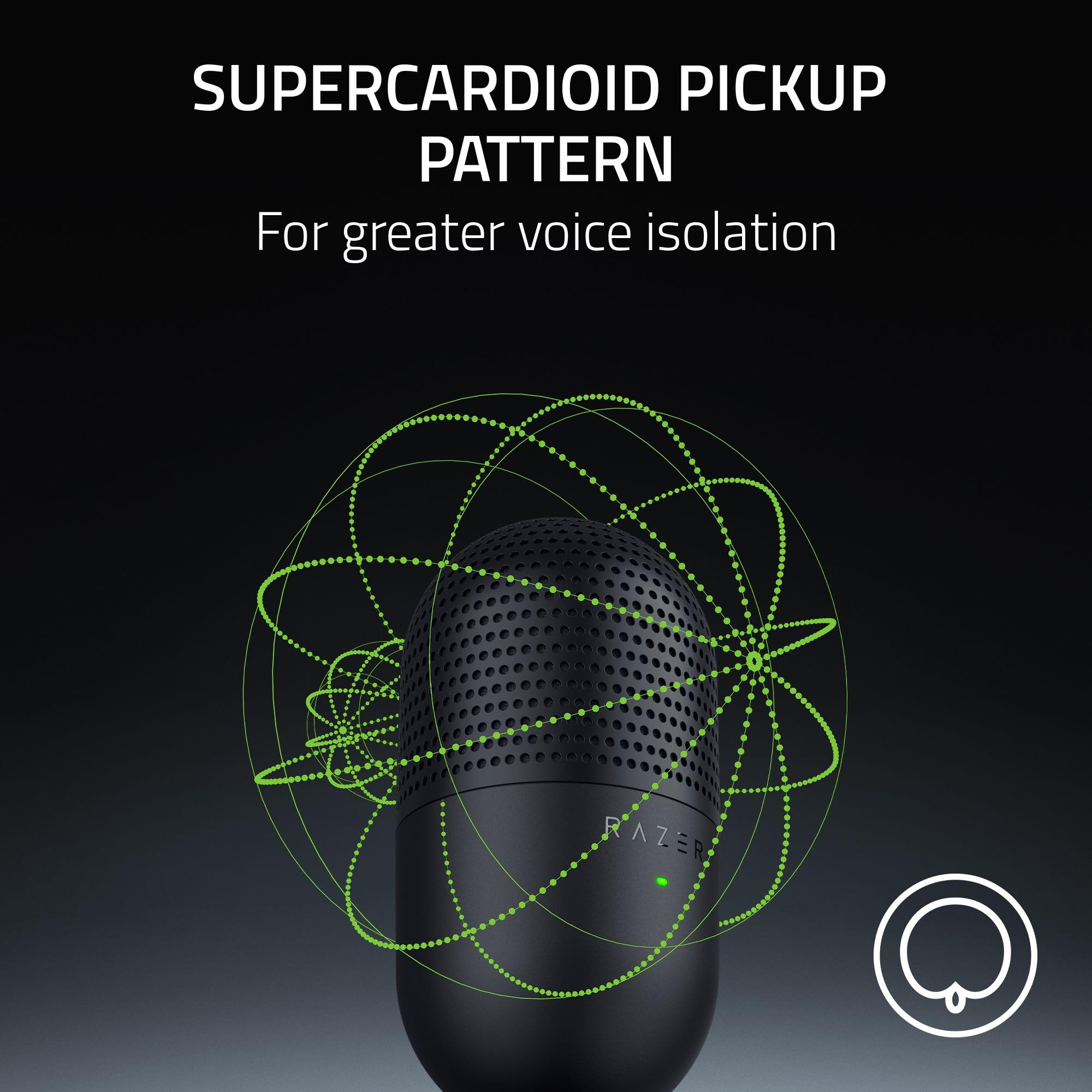 Razer Seiren V3 Mini USB Microphone: Condenser Mic - Supercardioid Pickup Pattern - Tap-to-Mute Sensor with LED Indicator