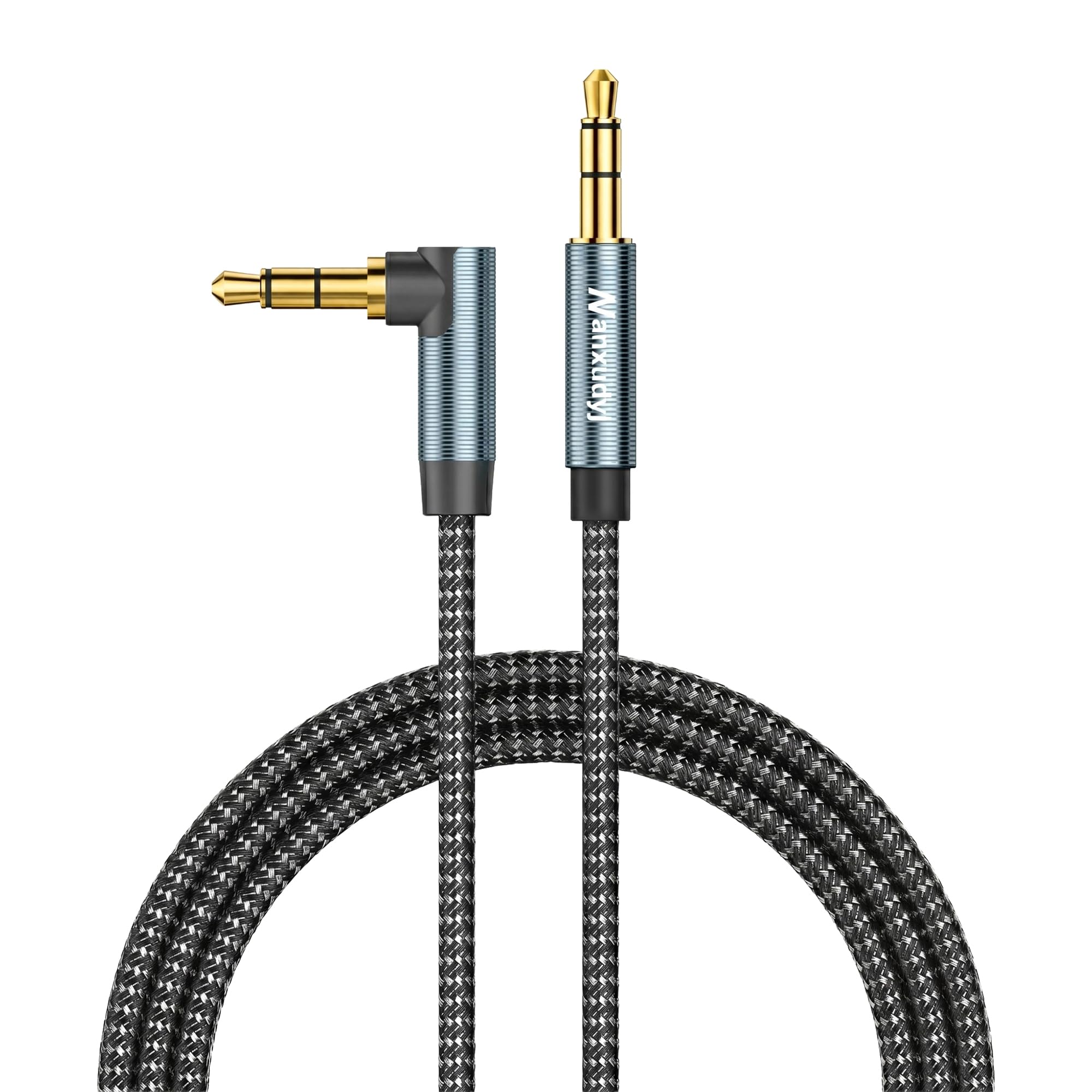 Nanxudyj 3.5mm Right Angle Stereo AUX Audio Cable Male to Male