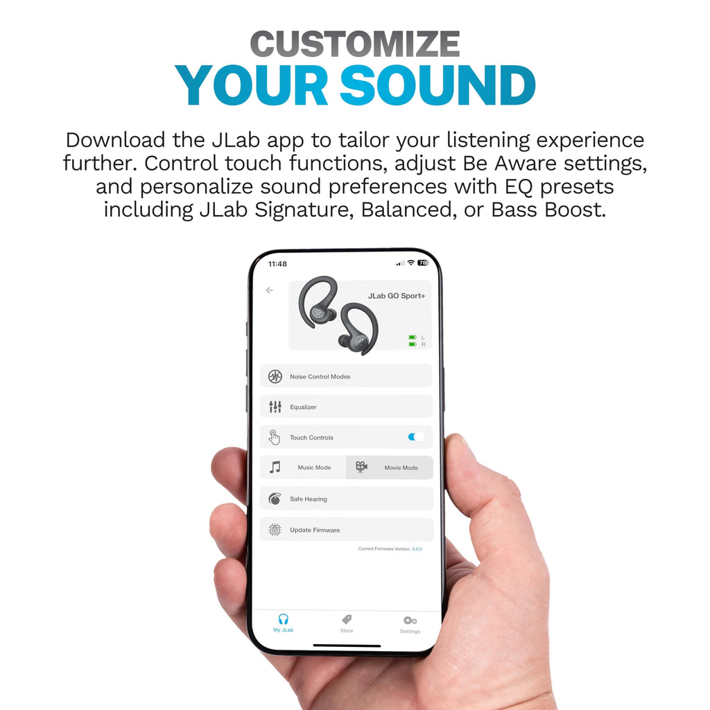 JLab Go Air Sport, Wireless Workout Earbuds Featuring C3 Clear Calling, Secure Earhook Sport Design, 32+ Hour Bluetooth Playtime, and 3 EQ Sound Settings