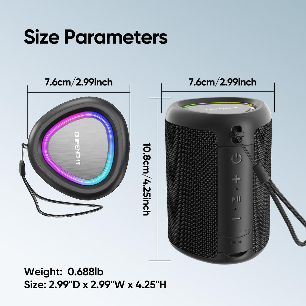 Portable Bluetooth Speaker with Lights & IPX5 Waterproof