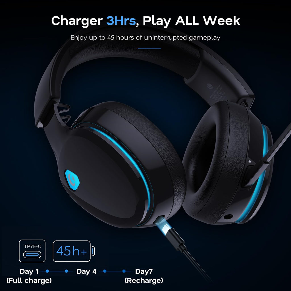 AOC 2.4GHz Wireless Gaming Headset for PS5, PS4 Fortnite & Call of Duty/FPS Gamers, PC, Switch