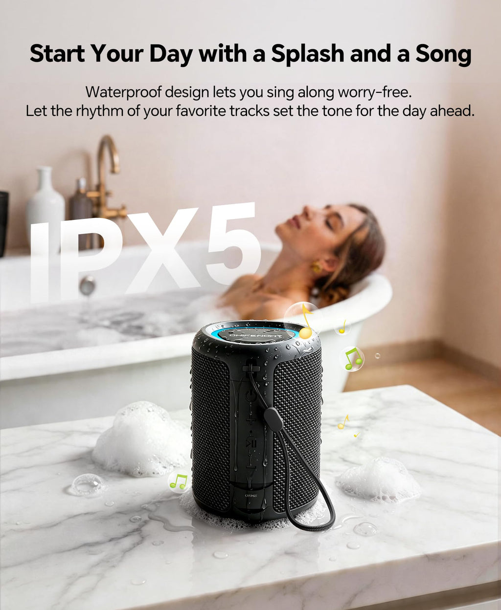 Portable Bluetooth Speaker with Lights & IPX5 Waterproof