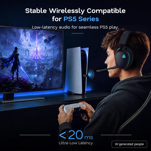 AOC 2.4GHz Wireless Gaming Headset for PS5, PS4 Fortnite & Call of Duty/FPS Gamers, PC, Switch