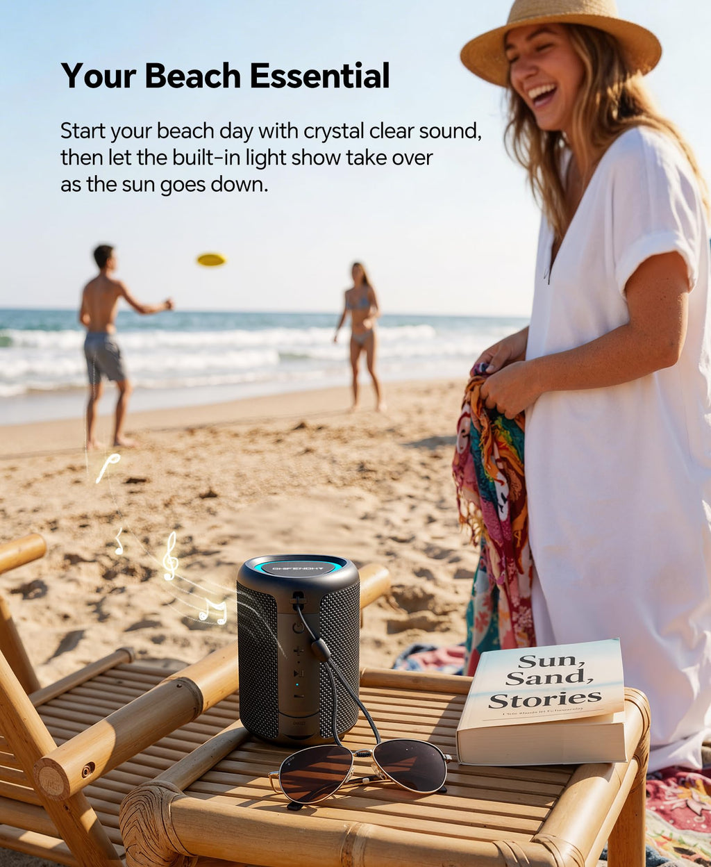 Portable Bluetooth Speaker with Lights & IPX5 Waterproof