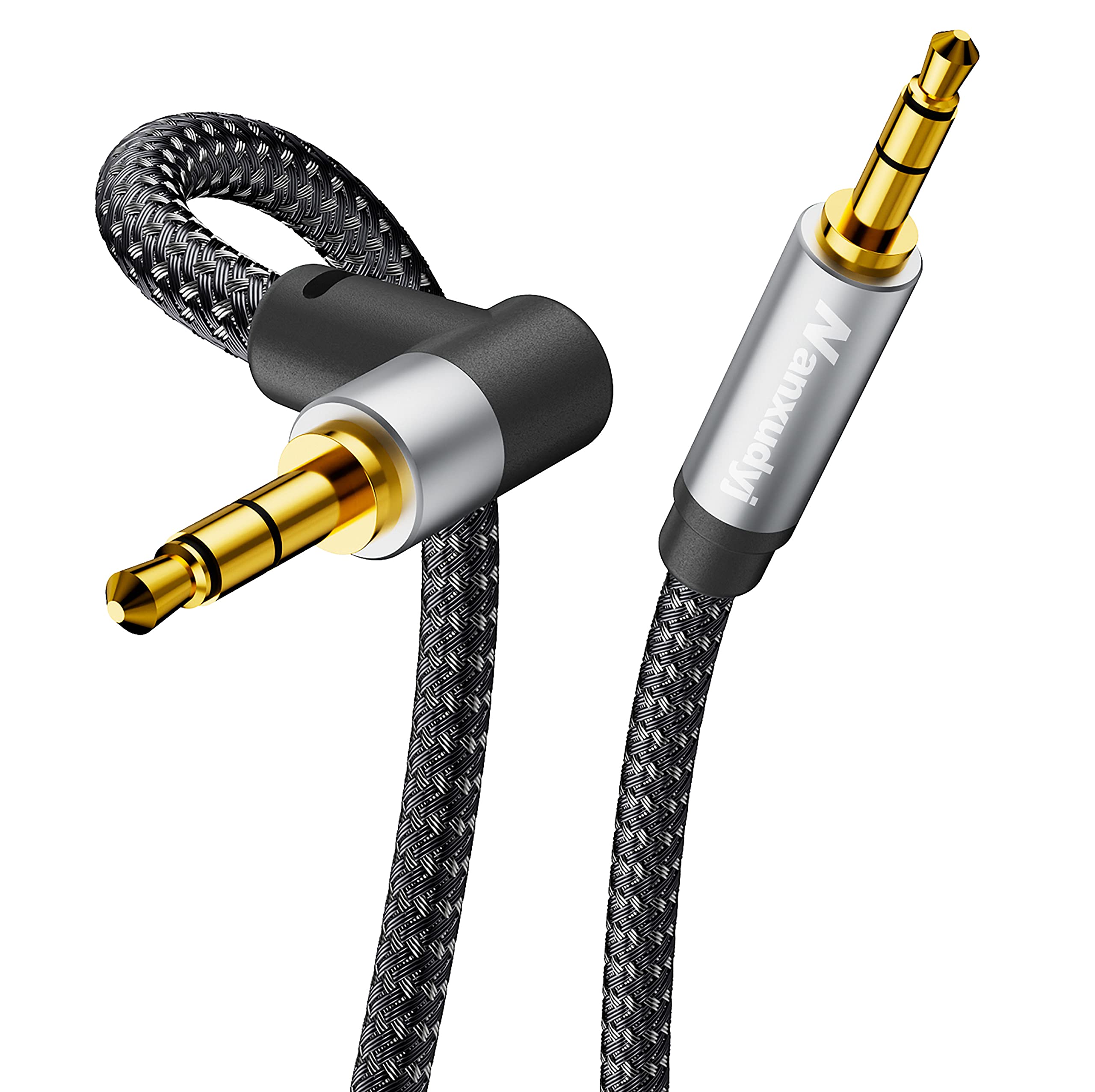 Nanxudyj 3.5mm Right Angle Stereo AUX Audio Cable Male to Male