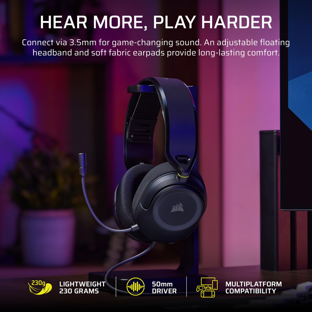 Corsair HS35 v3 Wired Gaming Headset with Mic – PC/PS5/PS4/Switch/Xbox/Mac, Lightweight Comfort, 3.5mm