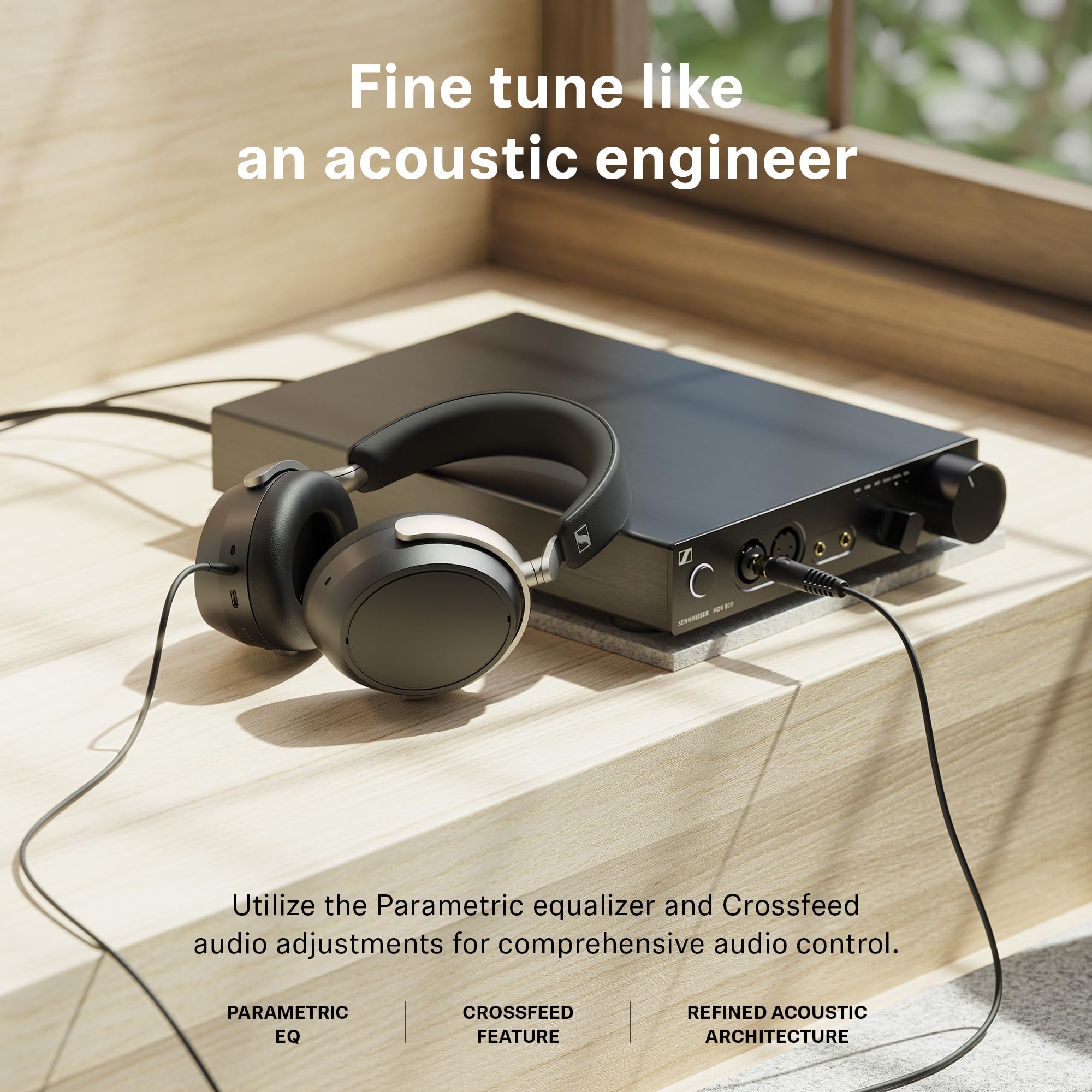 Sennheiser HDB 630 Wireless Over-Ear Headphones - Hi-Res Audiophile Sound, Adaptive Noise Cancellation, Parametric EQ, 60 Hour Battery Life, Includes USB-C Low-Latency Bluetooth Adapter - Black
