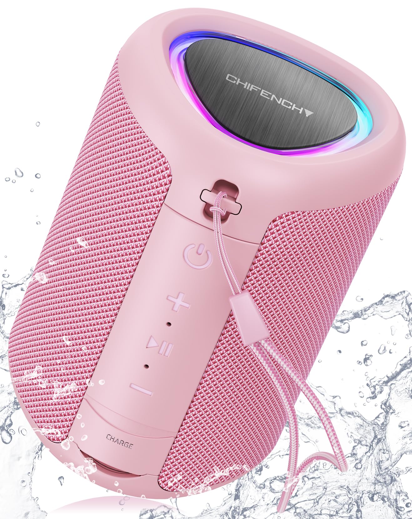 Portable Bluetooth Speaker with Lights & IPX5 Waterproof