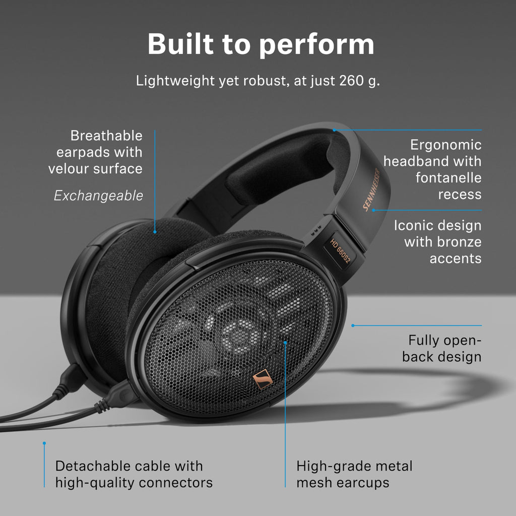 Sennheiser Consumer Audio HD 660S2 - Wired Audiophile Stereo Headphones with Deep Sub Bass, Optimized Surround, Transducer Airflow, Vented Magnet System and Voice Coil – Black