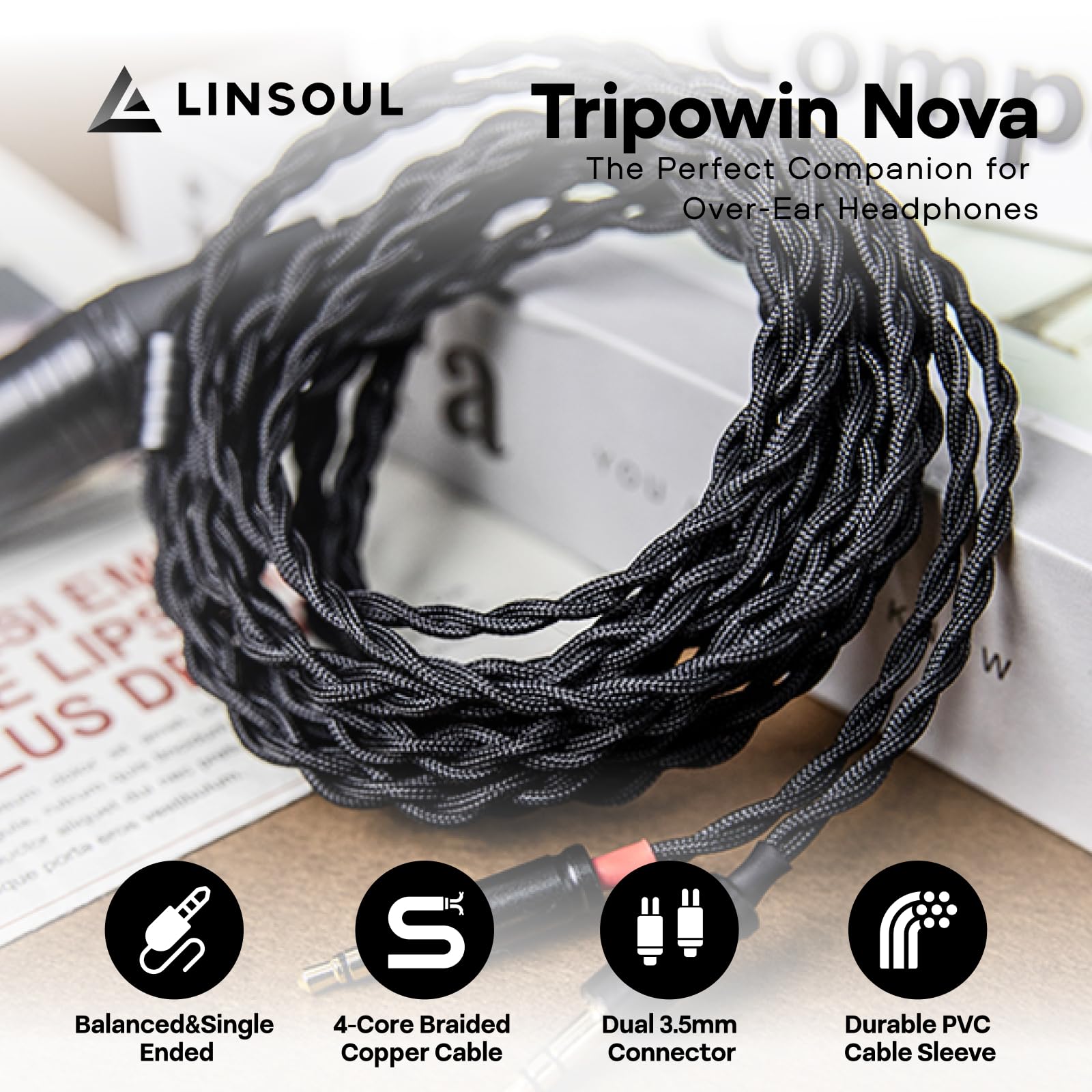 Tripowin Nova Hybrid Upgrade Headphone Cable Dual 3.5mm