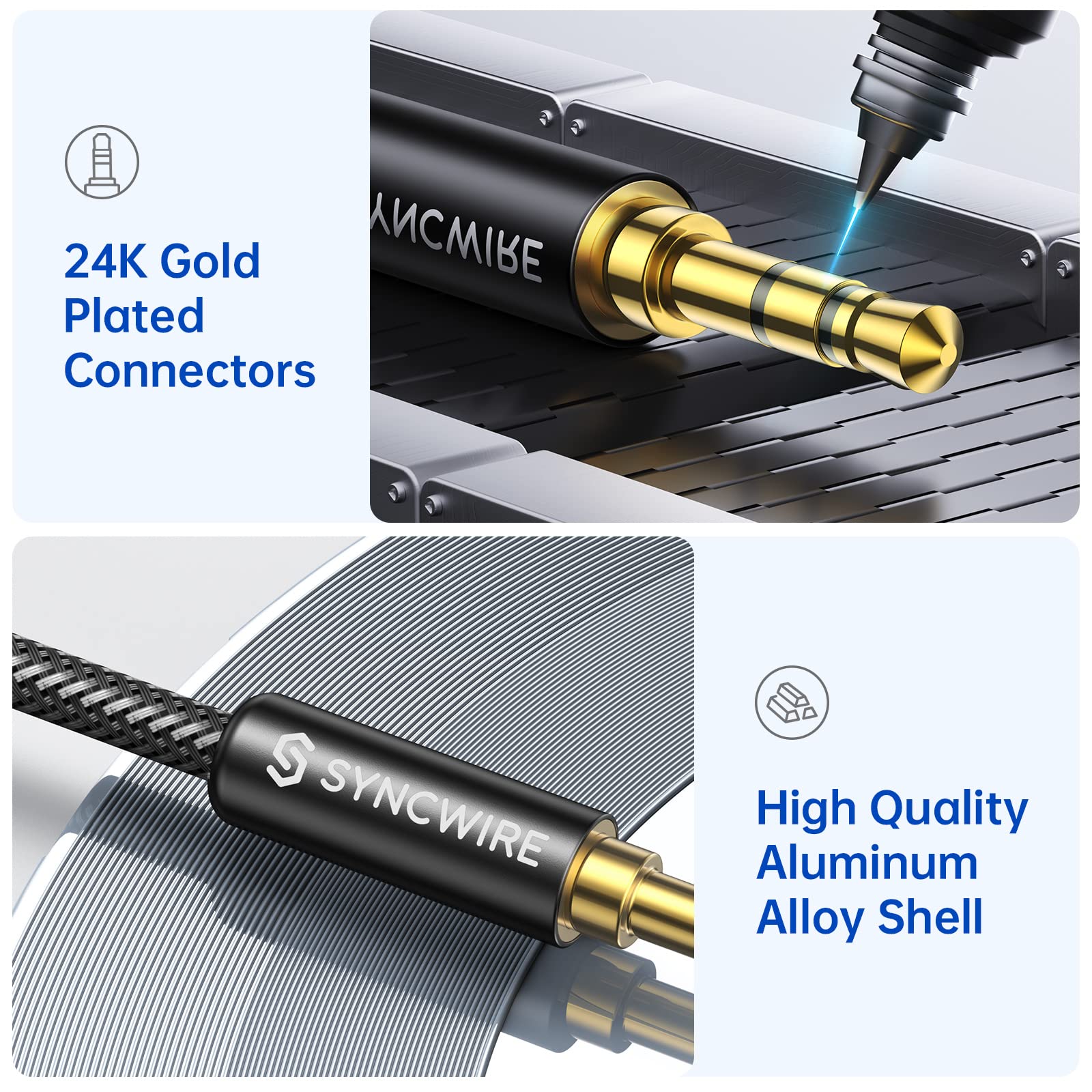 Syncwire Nylon Braided 3.5mm AUX Audio Cable Male to Male