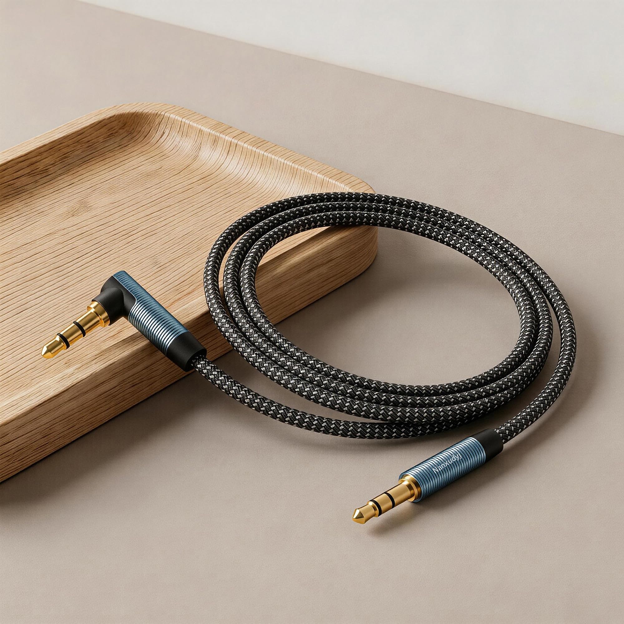 Nanxudyj 3.5mm Right Angle Stereo AUX Audio Cable Male to Male